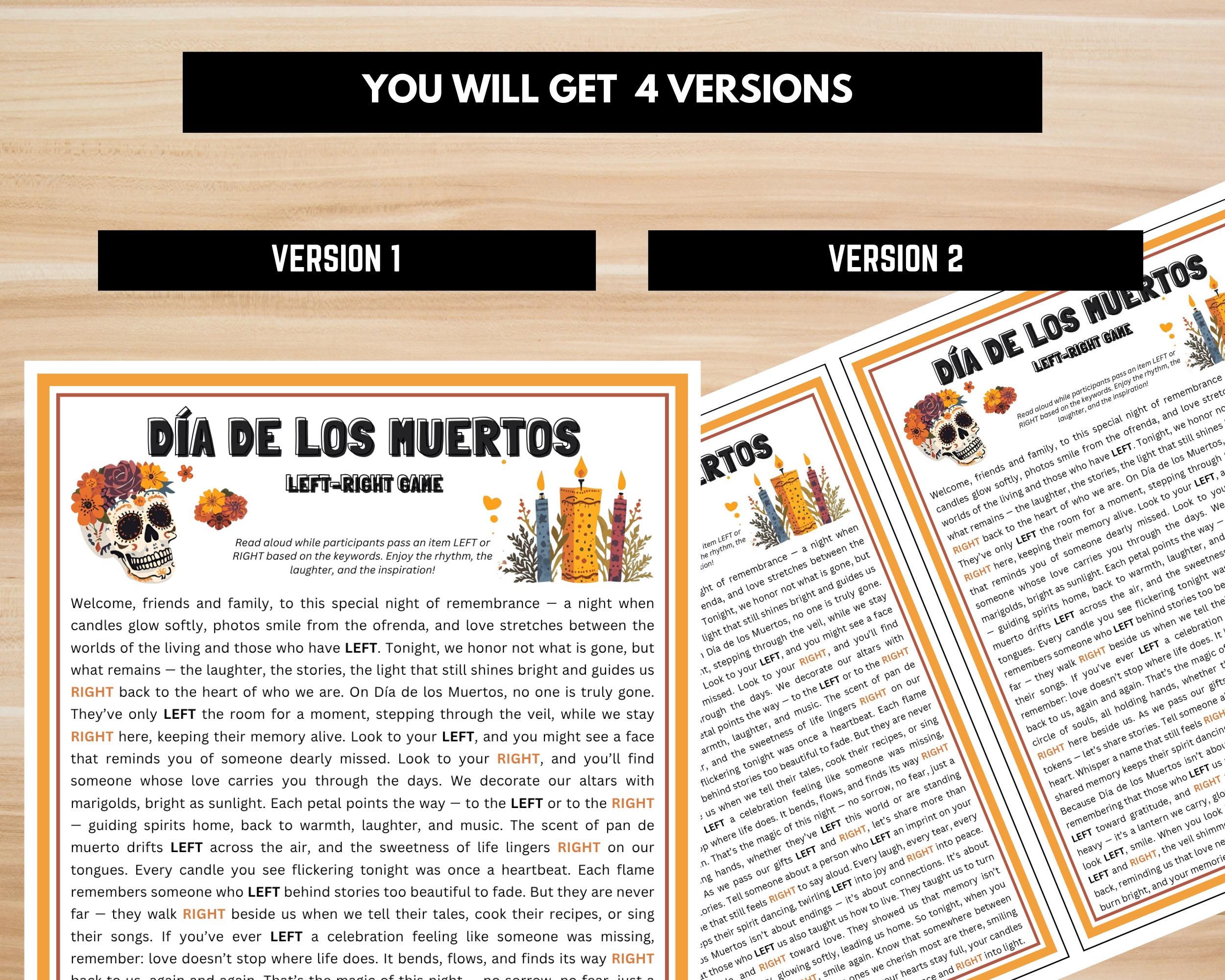 Día De Los Muertos Left Right Game Printable – Day of the Dead Party ...