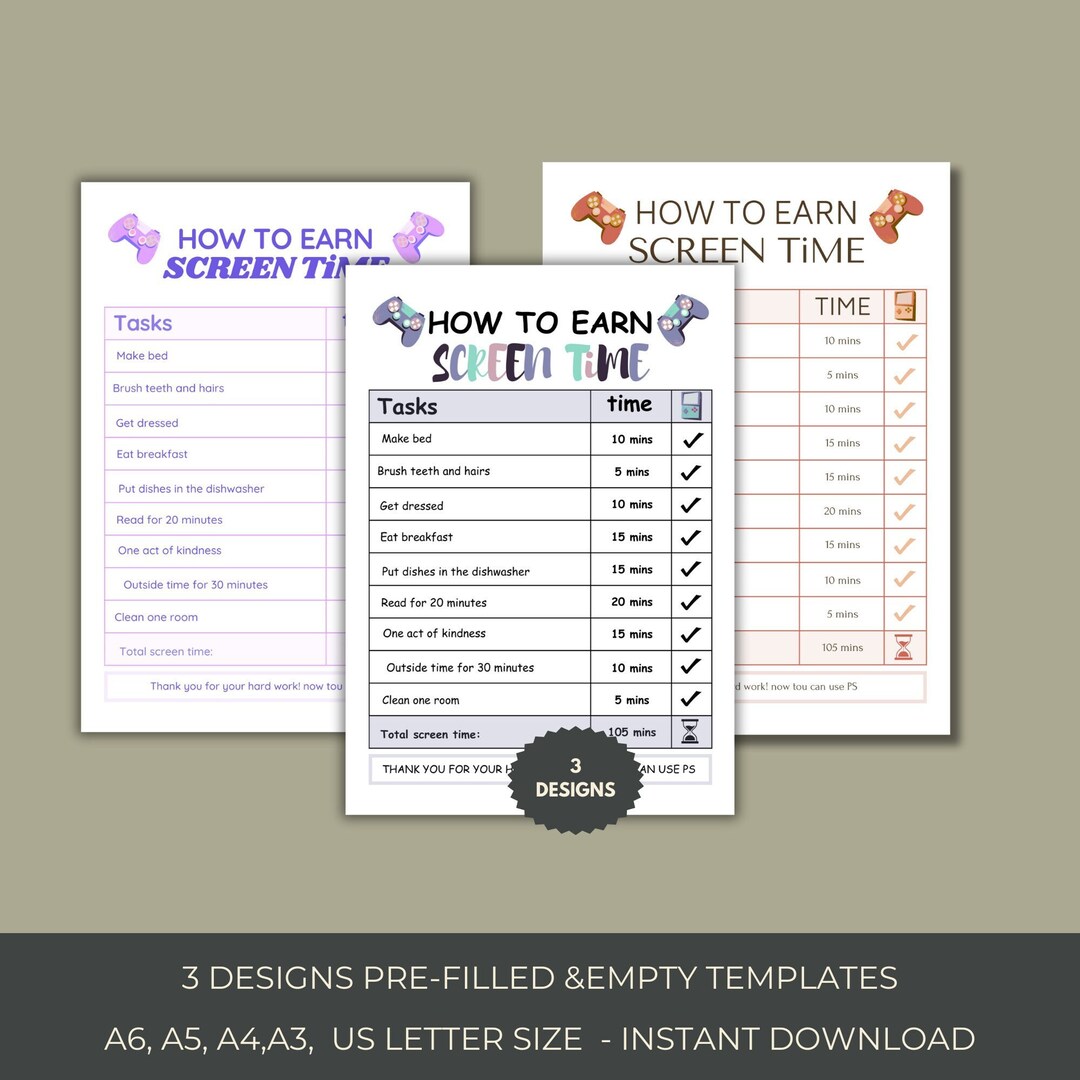 Screen Timetable Screen Time Chart Checklist, Editable Printable Screen Time Task Chart ...