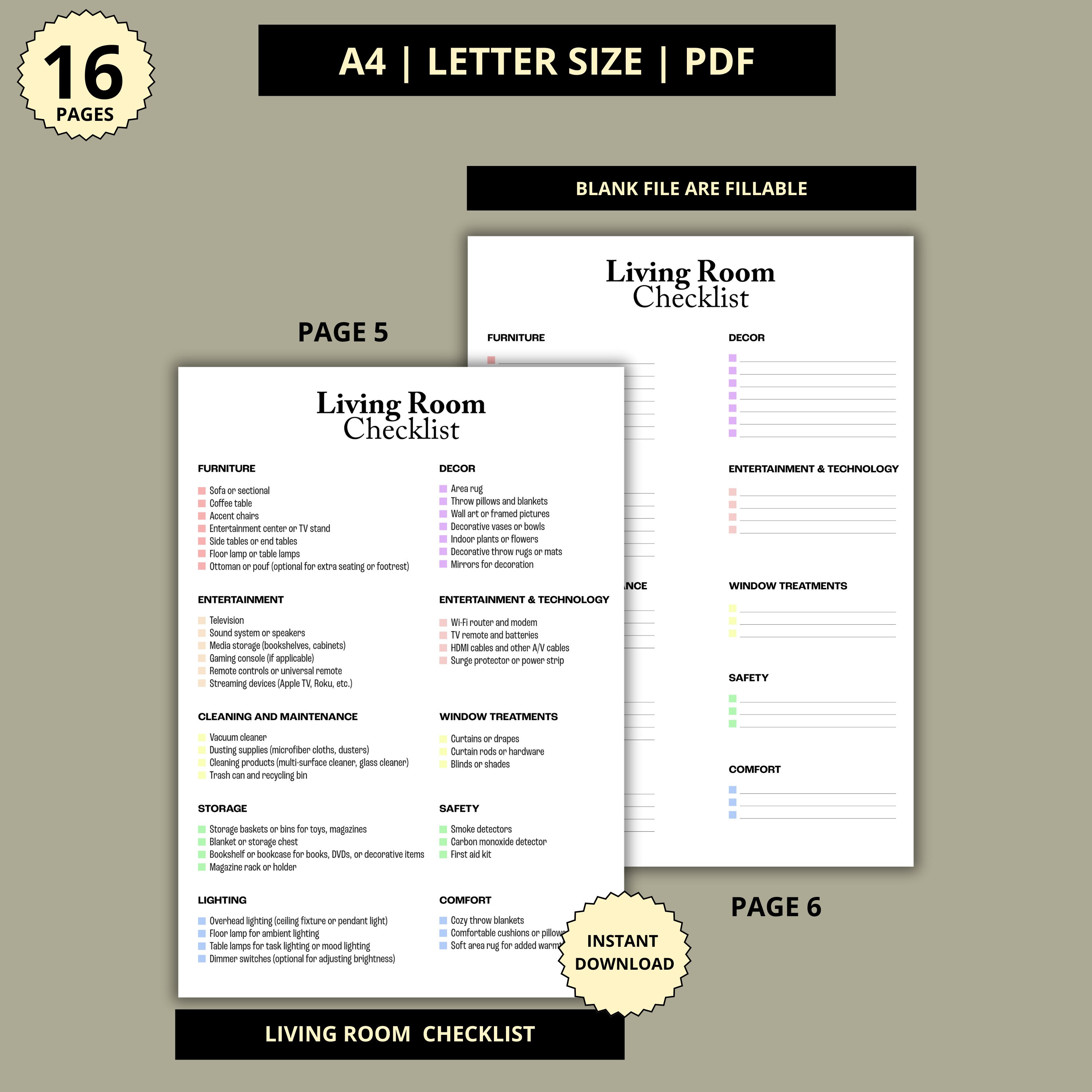 New Home Checklist Bundle, Printable New Apartment Checklist, First ...