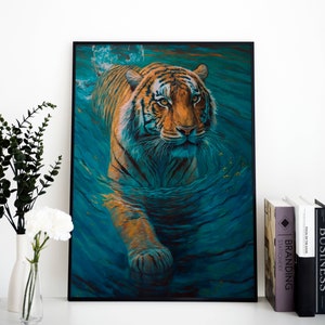 Abstract Tiger Swimming - Unique Painting, Home Decor, Wall Art, Bedroom Decor, Bathroom Art, Wall Painting, Home Decor Stores