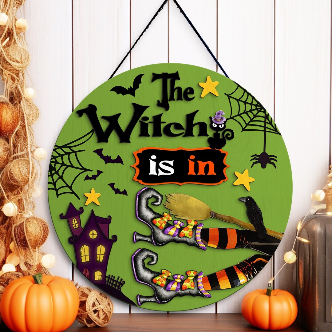 The Witch is in Sign Halloween Witch Sign Salem Halloween - Etsy