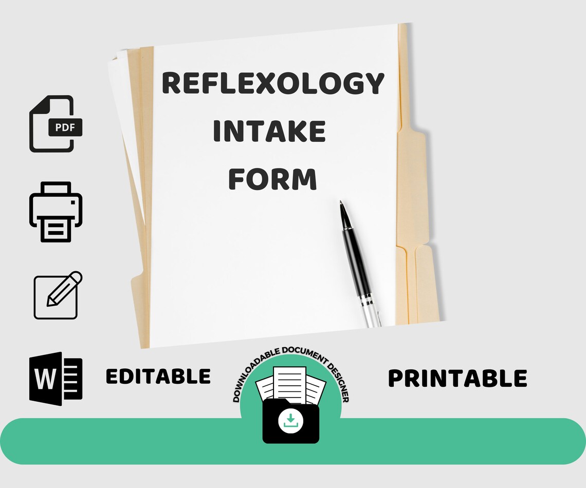 REFLEXOLOGY INTAKE FORM Massage Therapist Form Pdf Word - Etsy