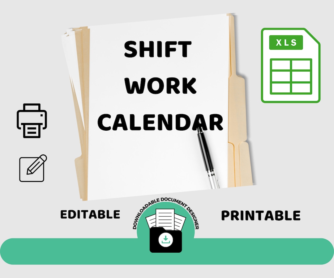 Shift Work Calendar Employee Work Schedule Planner Etsy