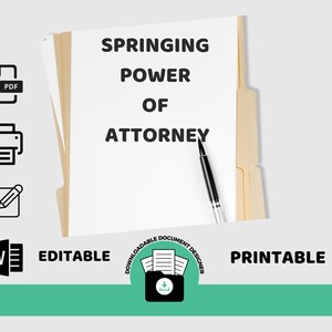 Springing Power Of Attorney, Poa, Authorization Form