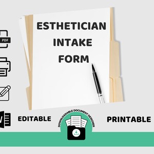 Esthetician Client Intake Form: Editable Template (Digital Download)