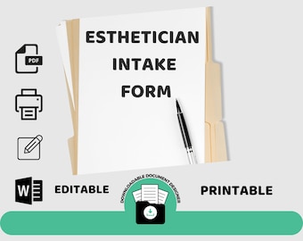 Formulario de admisión de clientes de esteticista: Plantilla editable (descarga digital)