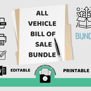 All Vehicle Bill Of Sale Bundle