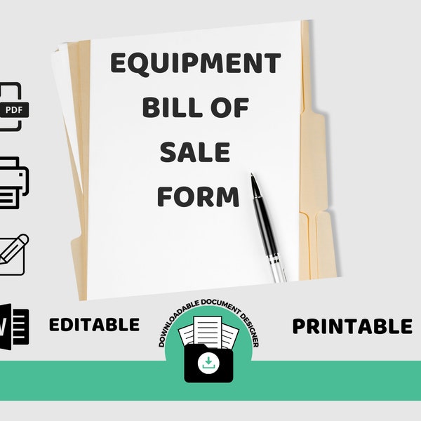 Equipment Bill of Sale Form, General Use Bill Of Sale