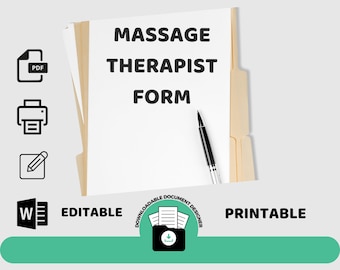 Massage Therapist Intake Form: Editable Template (Digital Download)