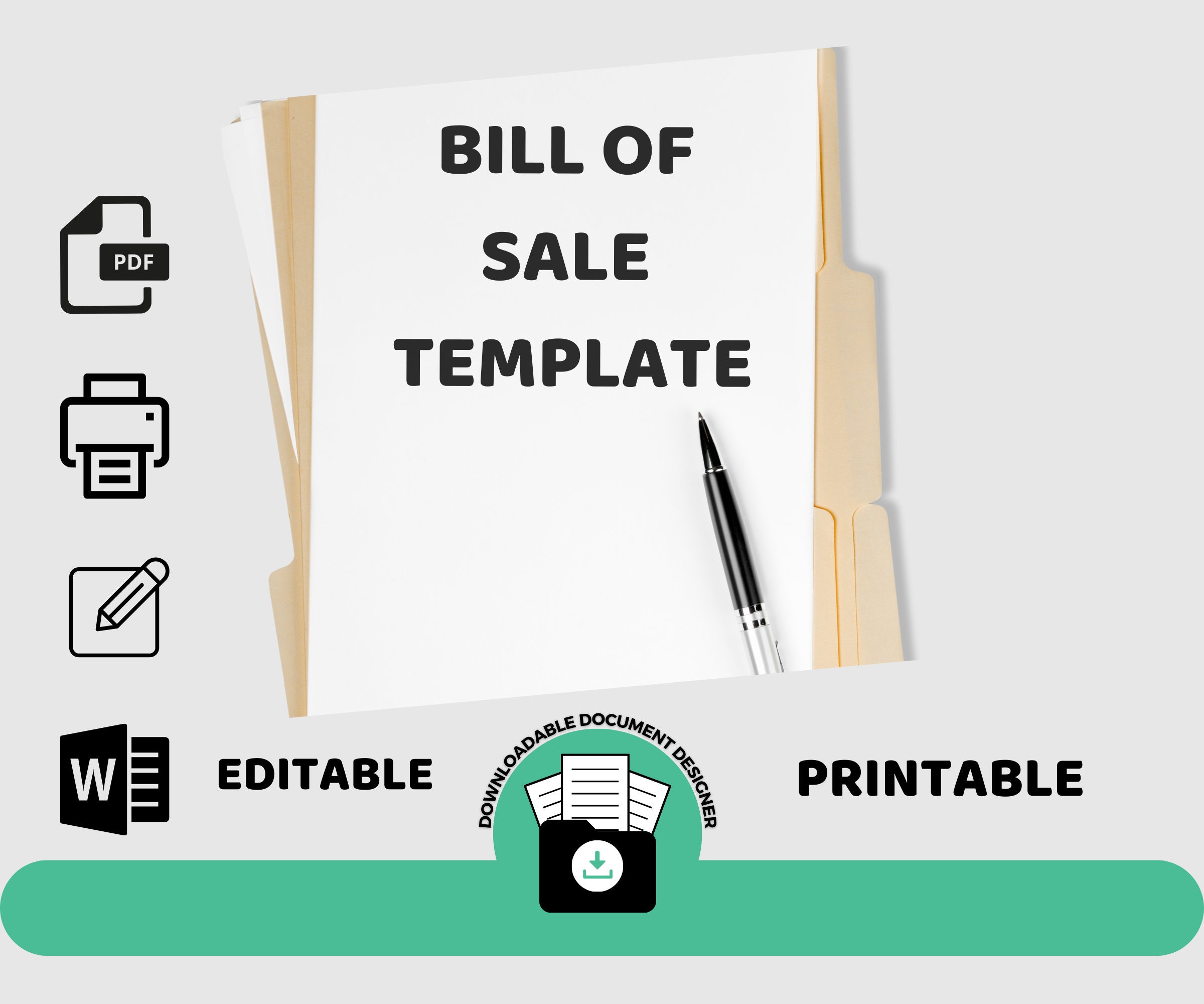 Bill Of Sale Template Purchasing Form Bill Of Sale Form Etsy