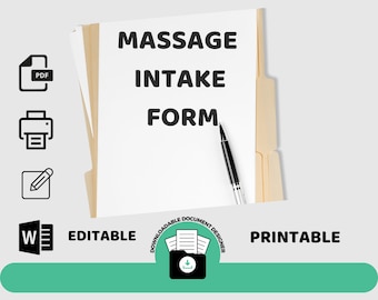 Massage Intake Form: Editable Template (Digital Download)
