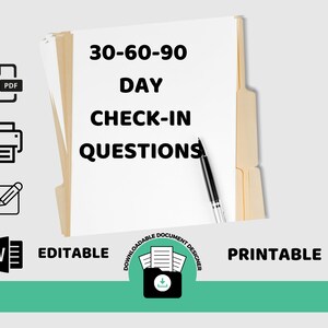 30-60-90 Day Check-in Questions, Employee Onboarding 30 60 90 Day