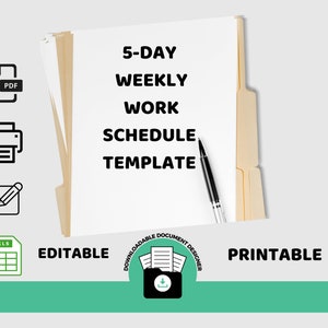 Plantilla de horario de trabajo semanal de 5 días