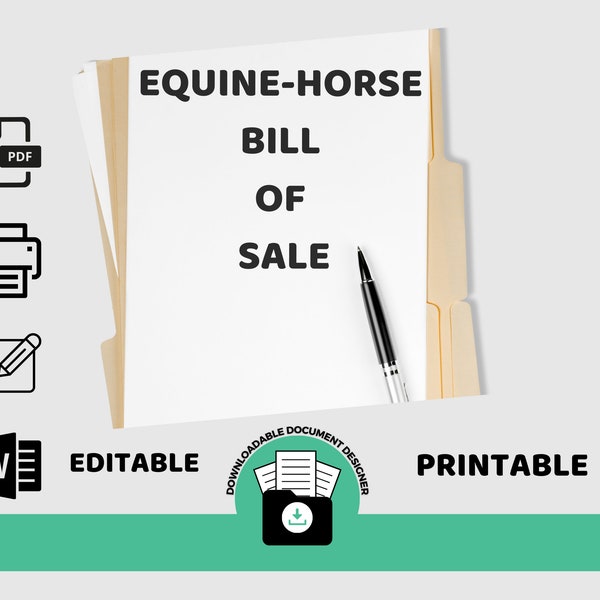 Horse Bill Of Sale, Equine Bill Of Sale