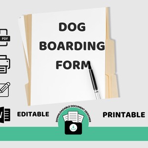 Dog Boarding Form, Dog Kennel Form