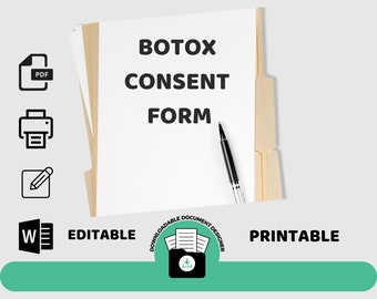Botox Consent Form: Editable Injection Agreement (Digital Download)