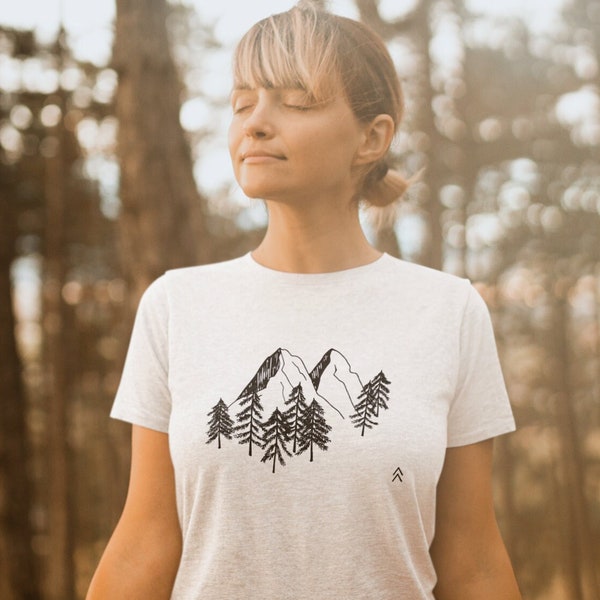 T-shirt femme en coton bio - Nature sapins montagne