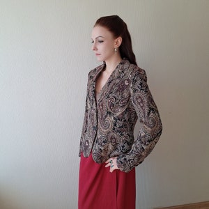 Blazer sartoriale classico vintage anni '90 con stampa paisley/astratta in multicolor immagine 2