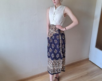 Gonna lunga vintage in rayon anni '90: stampa floreale astratta