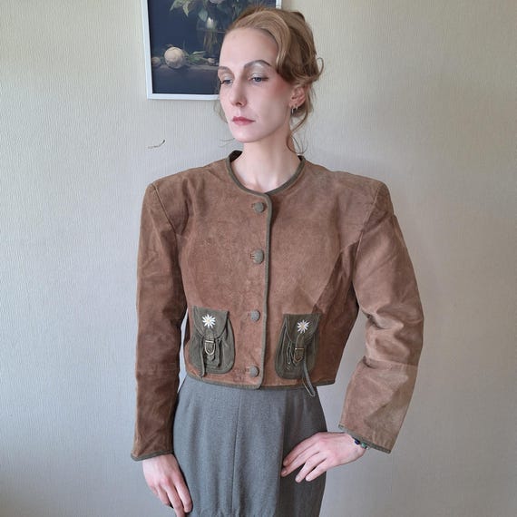 Braun Retro Wildlederjacke Vintage Wildlederjacke Mit Bestickten