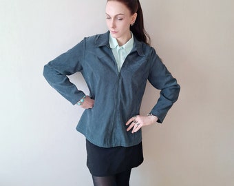 Vintage 1990s minimalist soft blazer jacket in emerald dark green