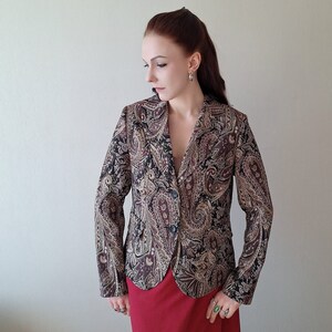 Blazer sartoriale classico vintage anni '90 con stampa paisley/astratta in multicolor immagine 5