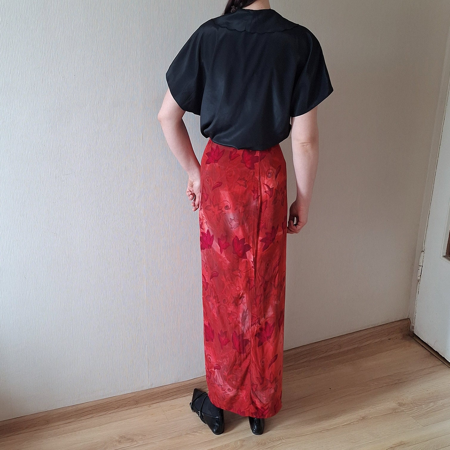 90s Floral Maxi Skirt (M)