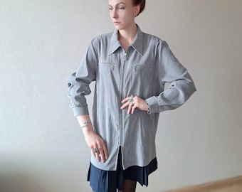 Vintage 1990s oversized velvetlike blazer in light blue