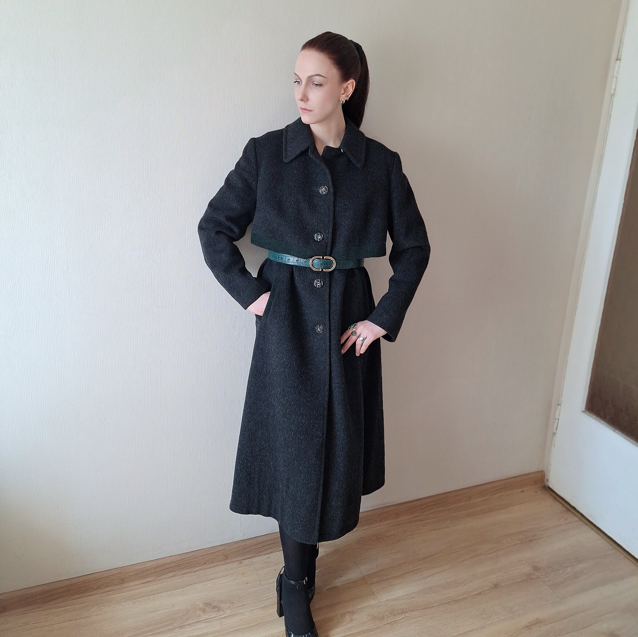 80s maxi wool long coat vintage 134cm（80s Vintage Vtg Rare