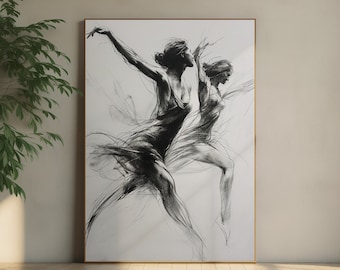 Charcoal Ballet Pose Print – Minimalist Dance Sketch (Digital Download)