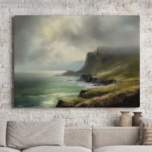 Schottland Isles of Skye Vintage Ölgemälde Wandkunst Scottish Mountain Print Landschaftskunst Ölgemälde für Wohnzimmer Kunstdruck Highland