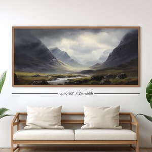 Glencoe Skottland Panoramaposter: Vintagetryck av höglandsbergen (digital nedladdning)