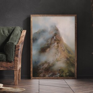 Ethereal Scottish Highland Cloudscape: Original Oil Painting on Canvas for Mountain and Nature Enthusiasts