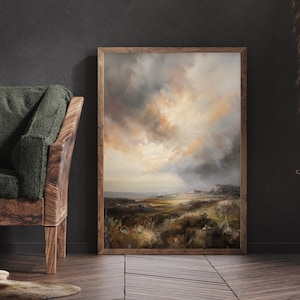 Scotland Landscape Coast Scene Vintage Oil Painting For Living Room Wall Art Costal Print Nature Scottish Travel Art Oil Painting Lake Art