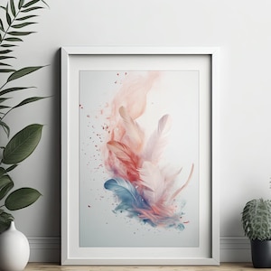 Feather Watercolor Art Print For Living Room Gift For Wife Feather Painting Aquarell Feather Print Wall Art Bird Feather Art Decor Wildlife