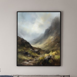 Scottish Highlands Vintage Oil Painting For Living Room Wall Art Highlands Print Nature Scotland Landscape Travel Art Oil Painting Lake