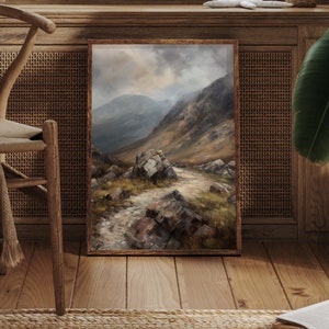 Scottish Landscape Art Vintage Oil Painting For Living Room Wall Art Highlands Print Nature Scotland Highlands Travel Art Oil Painting Lake