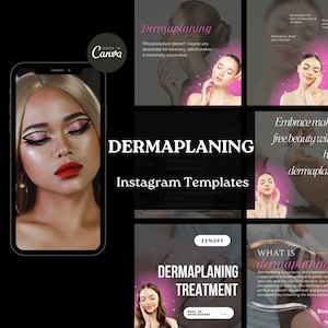 100 Dermaplaning Instagram Templates,Skincare Social Media,Dermaplaning Facial, Esthetician Instagram Post and Stories