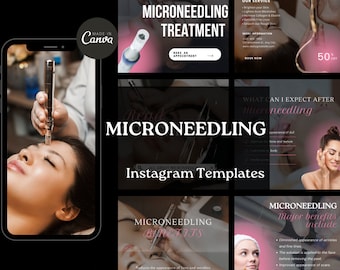 Microneedling Instagram Templates ,Derma Pen, Esthetician Templates, Skincare Template