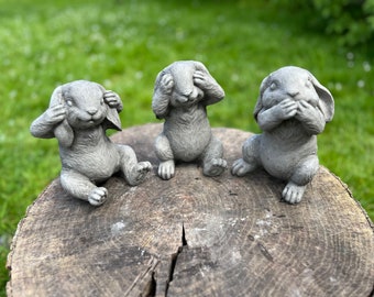 Stone/concrete 3 Wise Rabbits Bunnies No Evil - Etsy