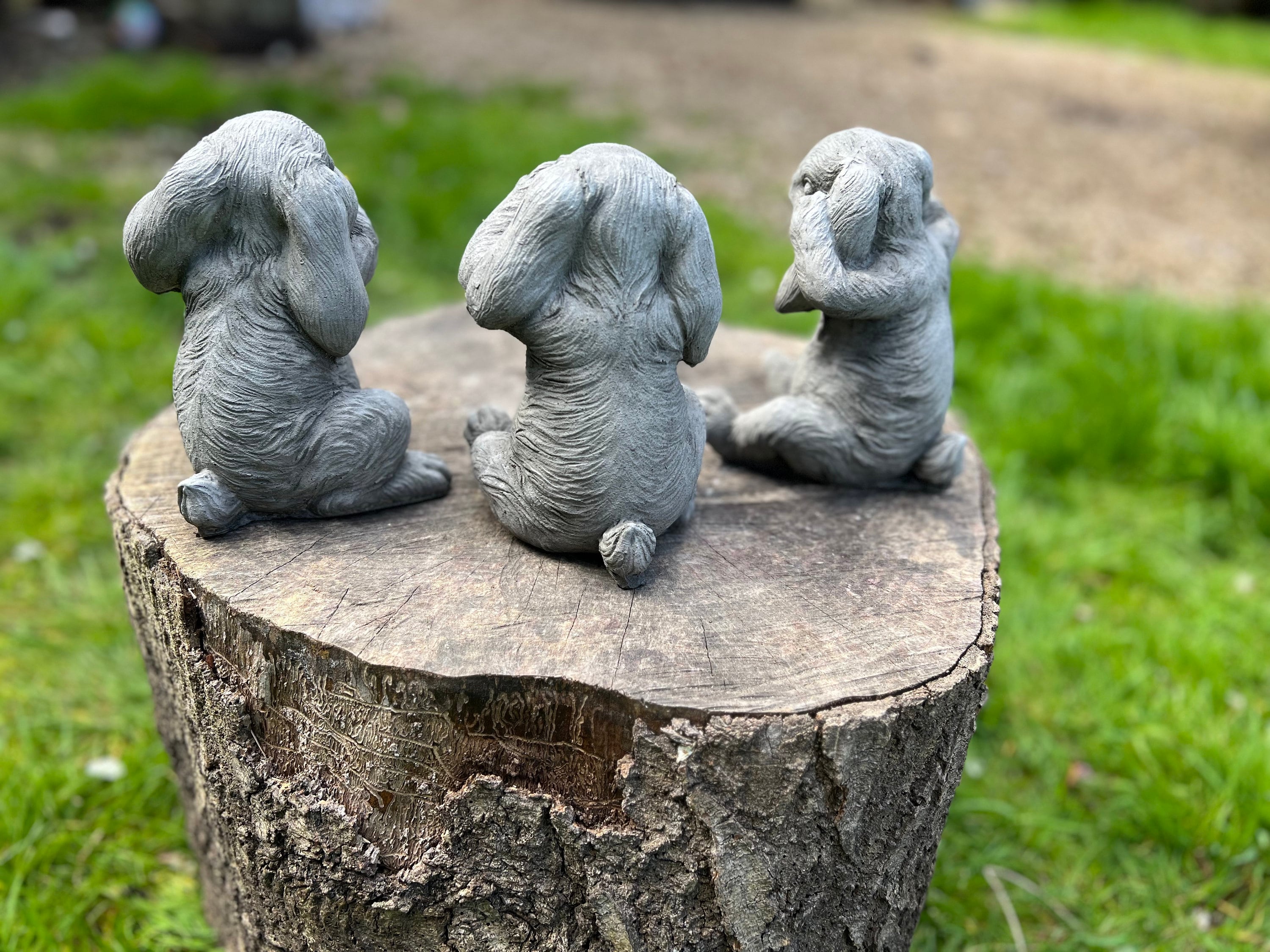 Stone/concrete 3 Wise Rabbits Bunnies No Evil - Etsy