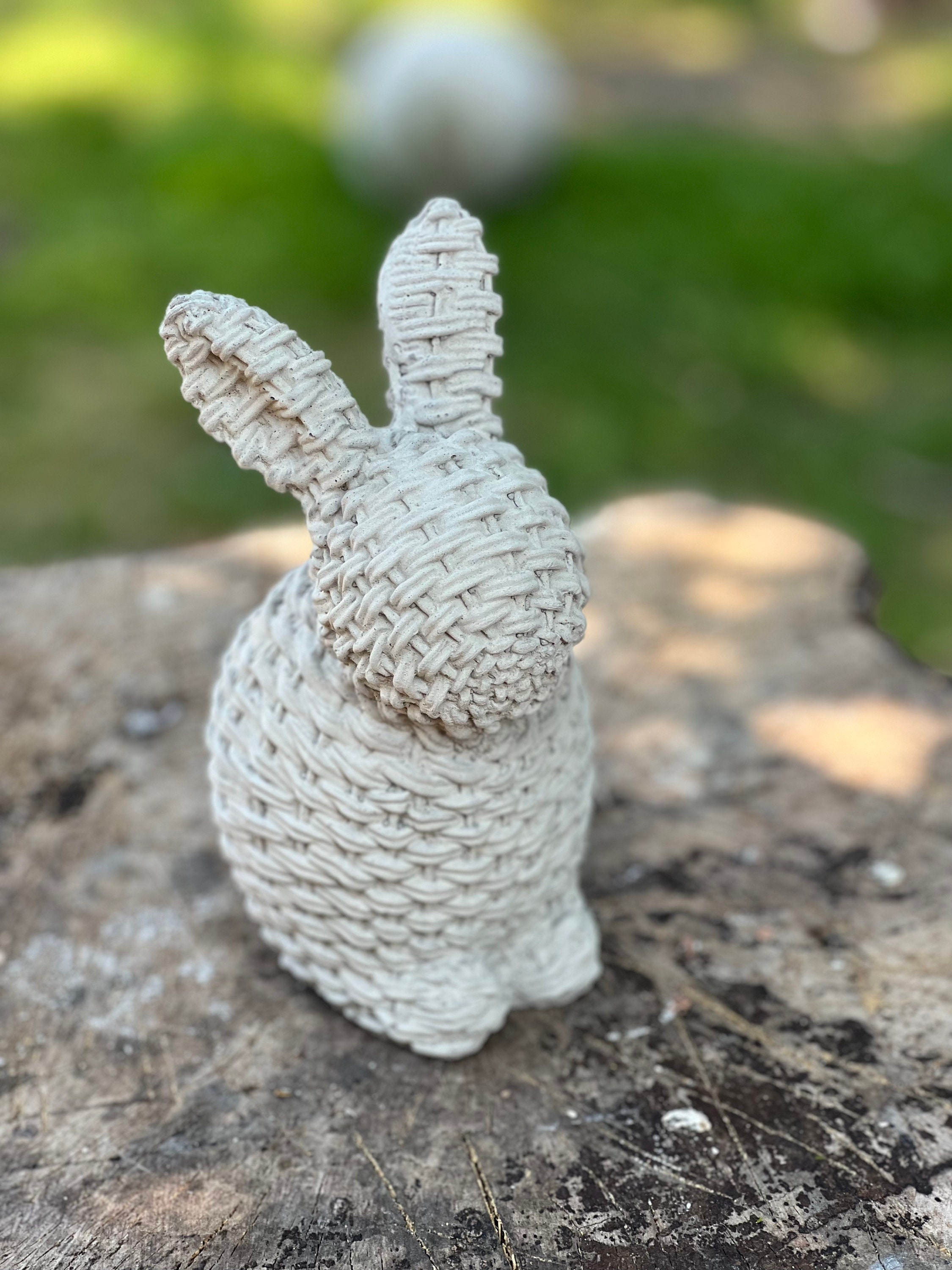 Stackpole Wicker Statue Stone/ Concrete Wicker Rattan Rabbit Bunny Garden Ornament Statue - Etsy UK