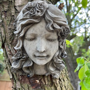 stone/concrete lady face wall hanging garden ornament statue