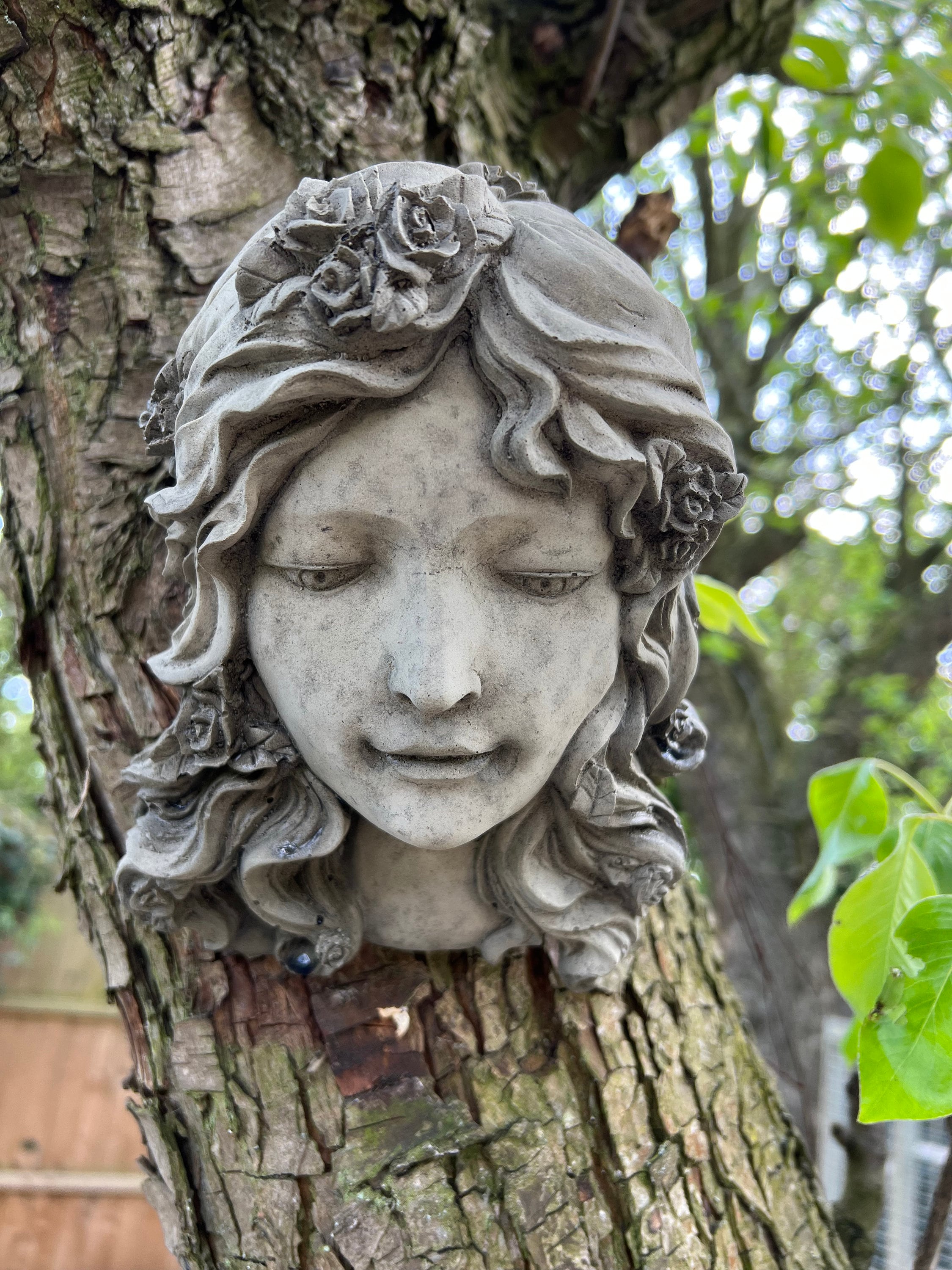 Stone/concrete Lady Face Wall Hanging Garden Ornament Statue - Etsy