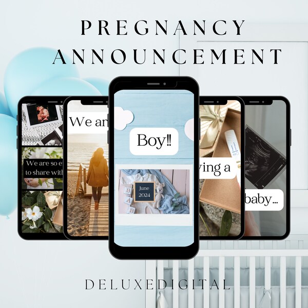 Its a Boy Pregnancy Announcement Digital Baby Announcement Boy Gender Reveal Social Media Reveal Editable Video Template