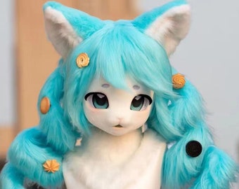 Kig Hatsune Miku fursuit head furry Fursona  fantasy creatures 3 hairstyles to switch freely