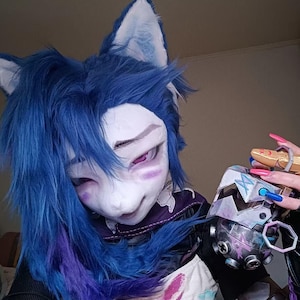 Jinx fursuit head League of Legends Jinx Cosplay LOL Costume Cosplayer Gift Box, Arcane kig sFursuit head style fursuit furry Fursona