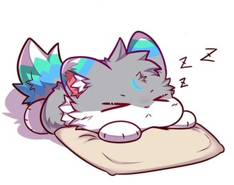 Custom Fursona Profile Pic Commission, Napping Furry Art