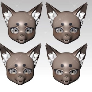 4 Kemono 3D Fursuit Head Base Stl OBJ File 3D Printing File