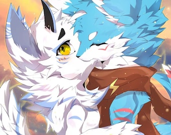 Custom Furry Art, Couple Fursona Profile Pic Commission